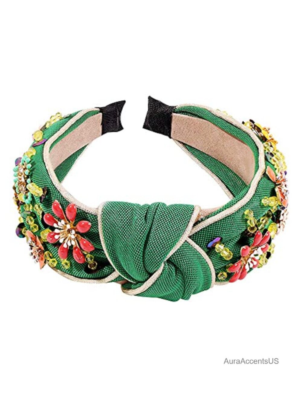 Rhinestone Crystal Wide Knot Turban Headband Elastic Hair Accessory